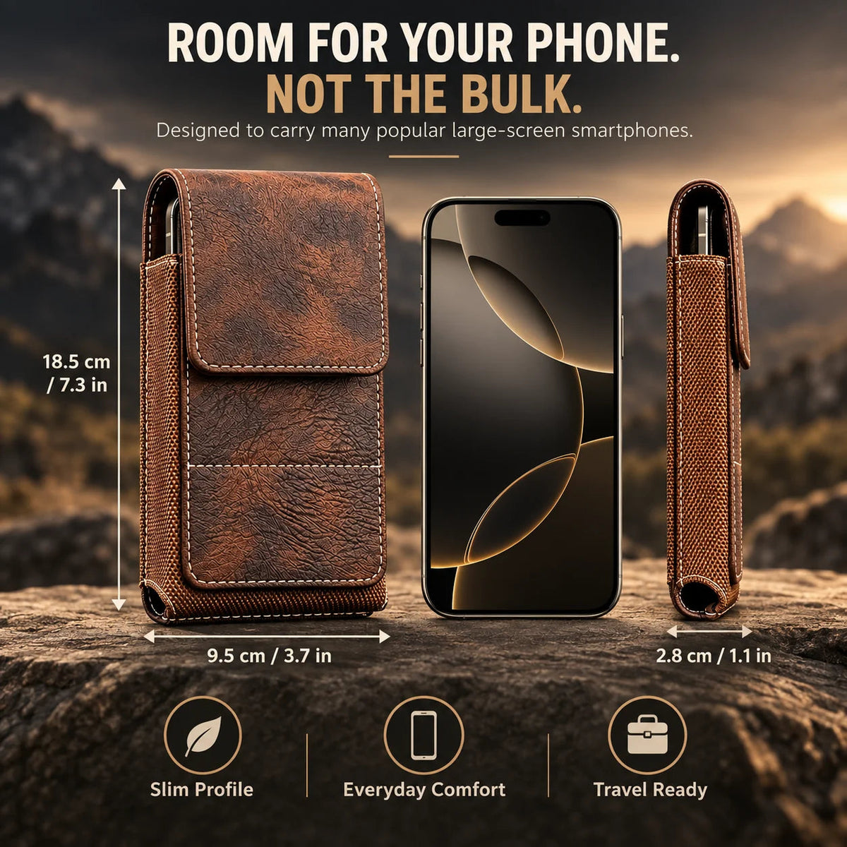 🔥 Early Black Friday Deal –Men’s Waist Phone Pouch with Magnetic Closure, Card Slot & Metal Belt Clip