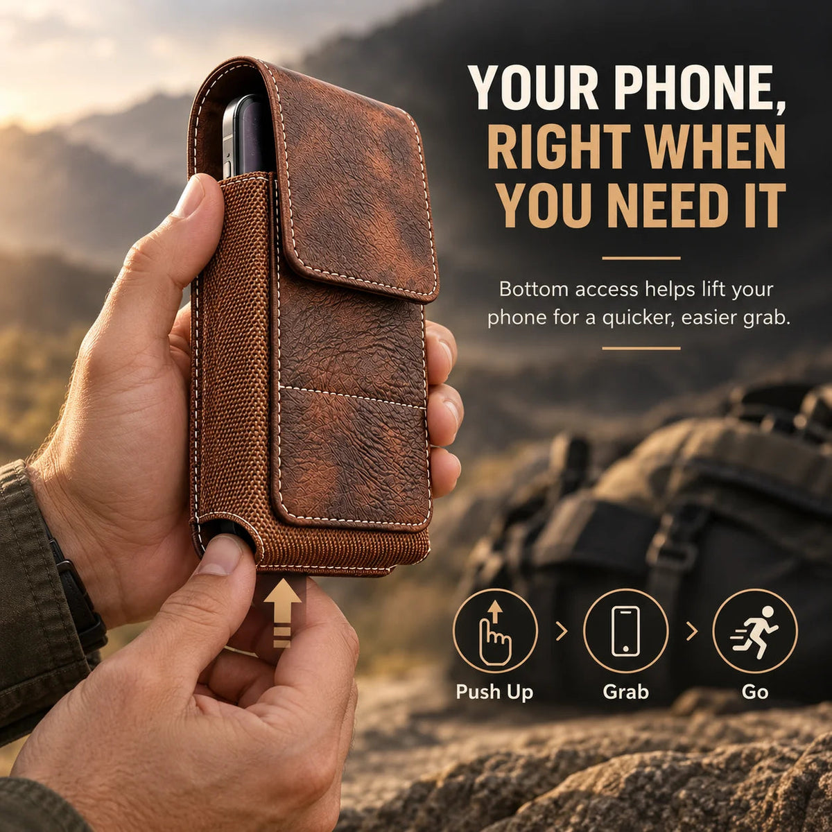 🔥 Early Black Friday Deal –Men’s Waist Phone Pouch with Magnetic Closure, Card Slot & Metal Belt Clip