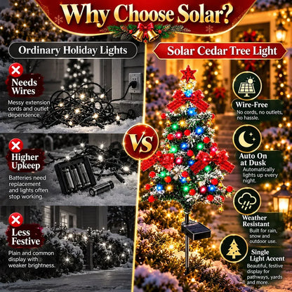 🔥 Solar Cedar Christmas Tree Lights| Festive Outdoor Holiday Decor