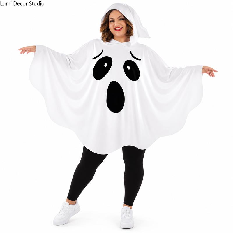 Adult White Hooded Full-Cover Ghost Halloween Costume