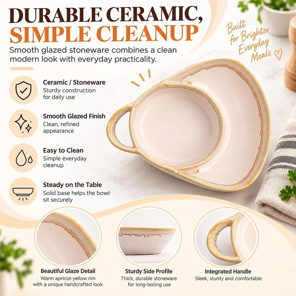 Ceramic Soup & Toasty Bowls with Handles – Rustic Reactive Glaze Design