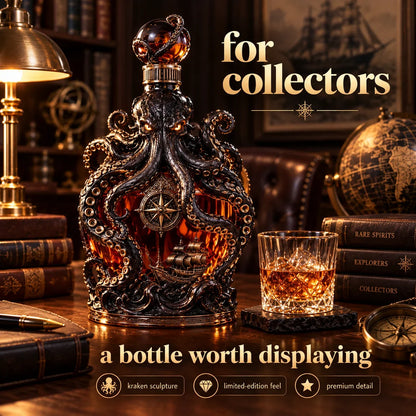 🔥LAST DAY 49% OFF -🐙kraken Voyage Octopus Whiskey Decanter | Gothic Nautical Bar Centerpiece