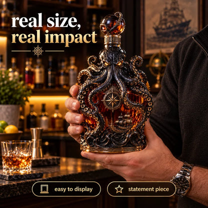 🔥LAST DAY 49% OFF -🐙kraken Voyage Octopus Whiskey Decanter | Gothic Nautical Bar Centerpiece
