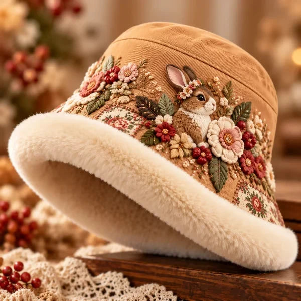 🌸 Women’s Cozy Plush-Lined Winter Bucket Hat – Floral & Animal Designs (📦Buy 2 Free Shipping)
