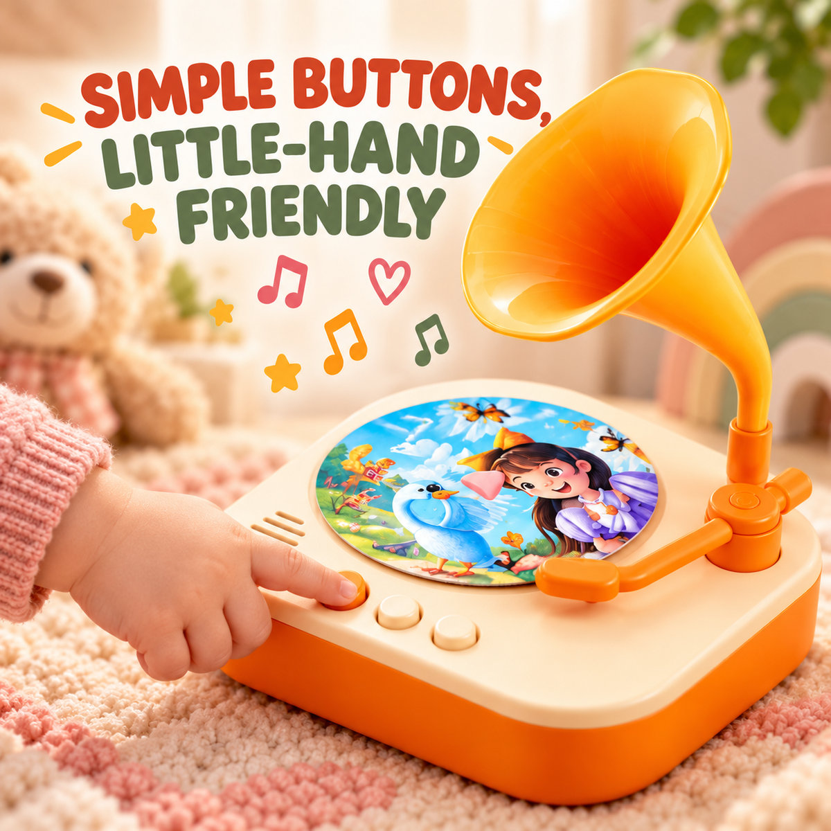 Screen-Free Story & Music Player for Kids – 96 Audio Cards & 4 DIY Recording Cards