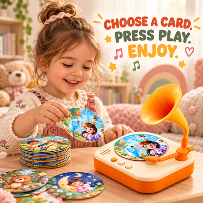 Screen-Free Story & Music Player for Kids – 96 Audio Cards & 4 DIY Recording Cards
