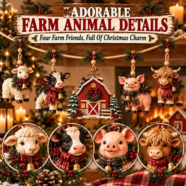 🔥Last Day 50% OFF -🐄 Christmas Farm Friends Hanging Mantel Garland