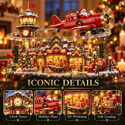 ✈️ North Pole Air Mail Village™ – Lighted Christmas Airport with Santa's Plane, Elf Workshop & Gift Depot