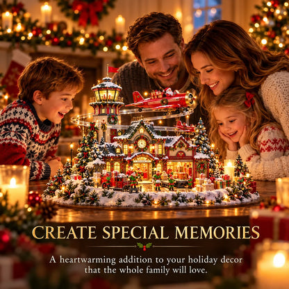 ✈️ North Pole Air Mail Village™ – Lighted Christmas Airport with Santa's Plane, Elf Workshop & Gift Depot