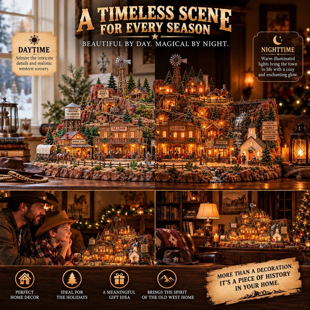 The Old Western Frontier – Lighted Miniature Western Village