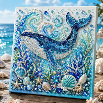 Completed whale ocean pearl art design