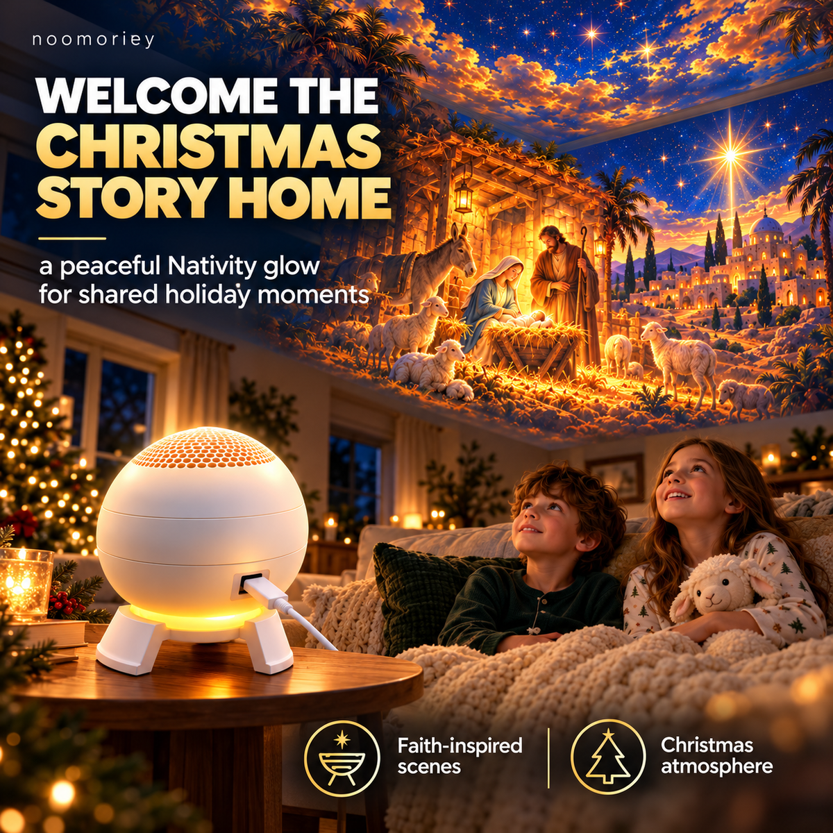 ✝️🌟 Nativity Christmas 5D Projection Light – Transform Any Room Into the Night of Bethlehem