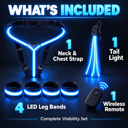 NightGlow™ LED Horse Gear Set – Light-Up Chest Harness, 4 Leg Bands & Tail Strand