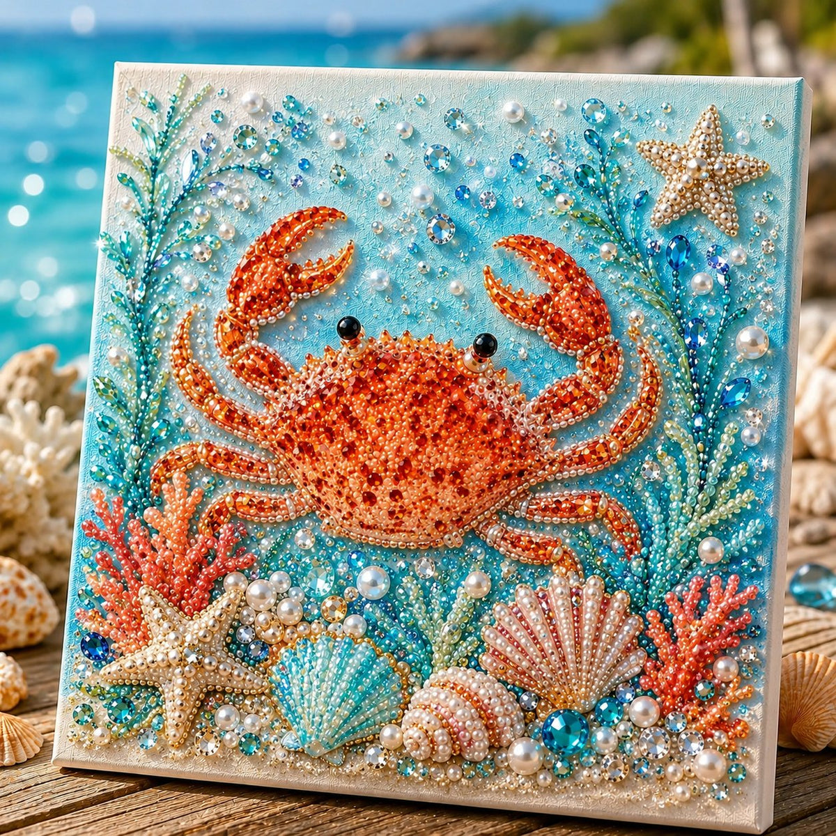 Completed crab ocean pearl art design