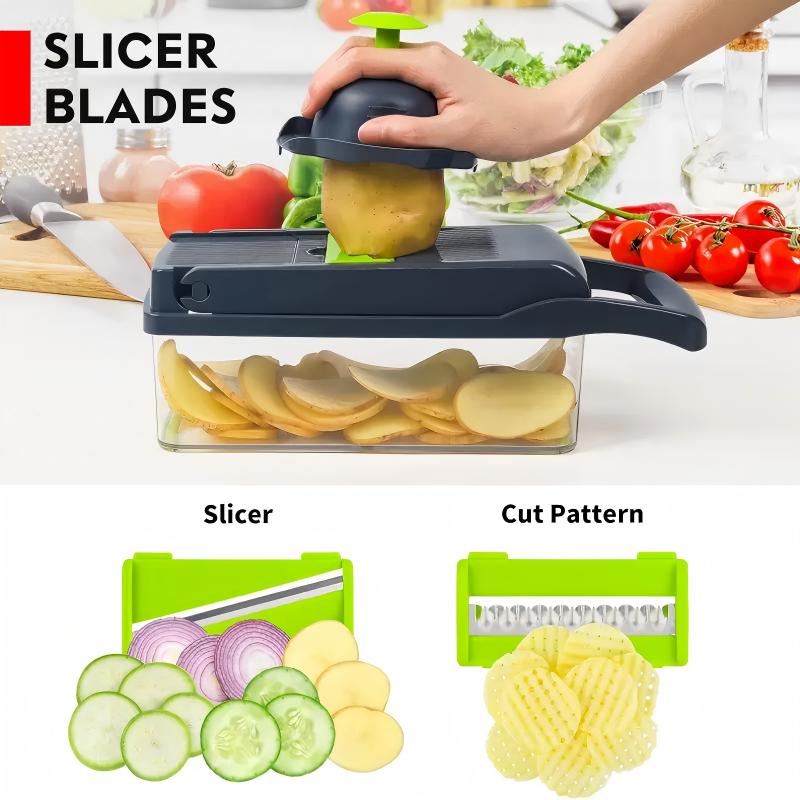 Multifunctional Food Chopper with Stainless Steel Blades Vegetable Slicer Dicer