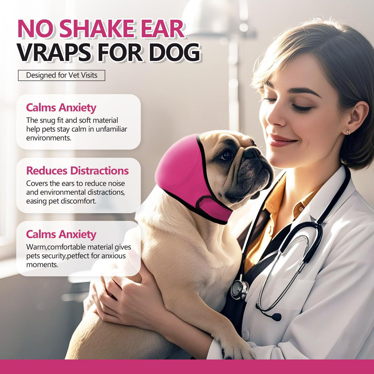 Dog Calming Ear Covers Waterproof Soundproof for Swimming Anxiety Relief