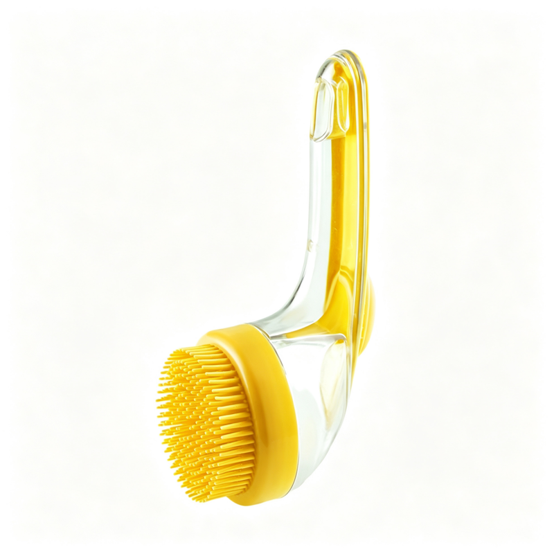 Multifunctional Press Liquid Dispensing Pet Bath Brush Soft Silicone Bristles Dog Cat Shower Grooming Brush Hanging Design Easy Clean Pet Washing Tool