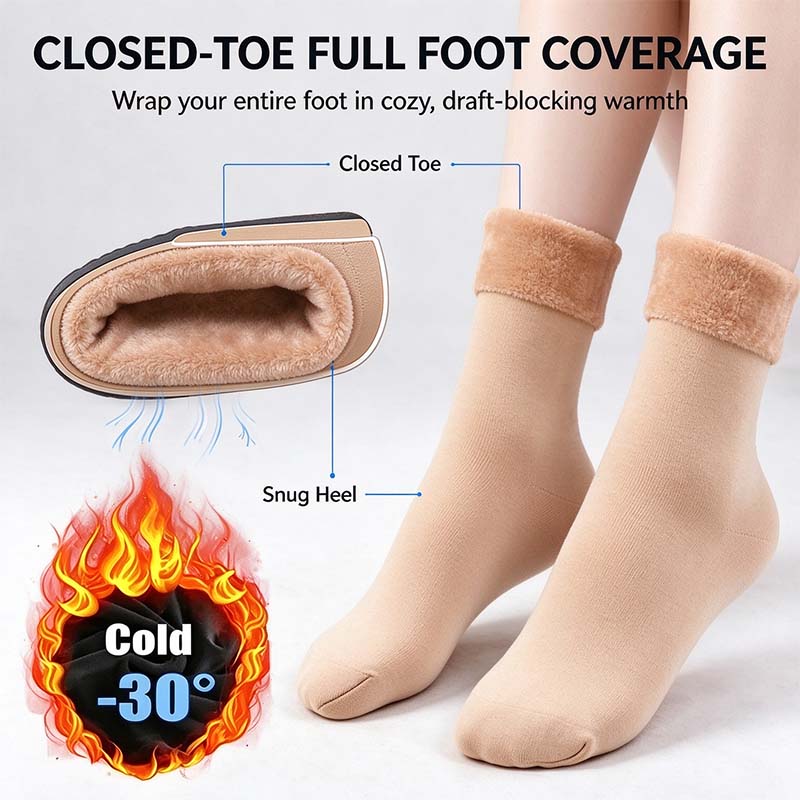 6 Pairs Women's Heavyweight Fuzzy Closed Fast-Heating Underwear Socks🧦