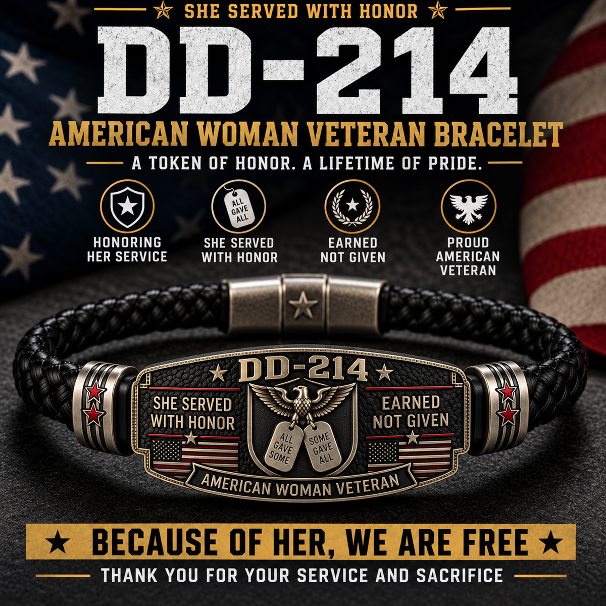 100% Handmade DD-214 Veteran Honor Bracelet