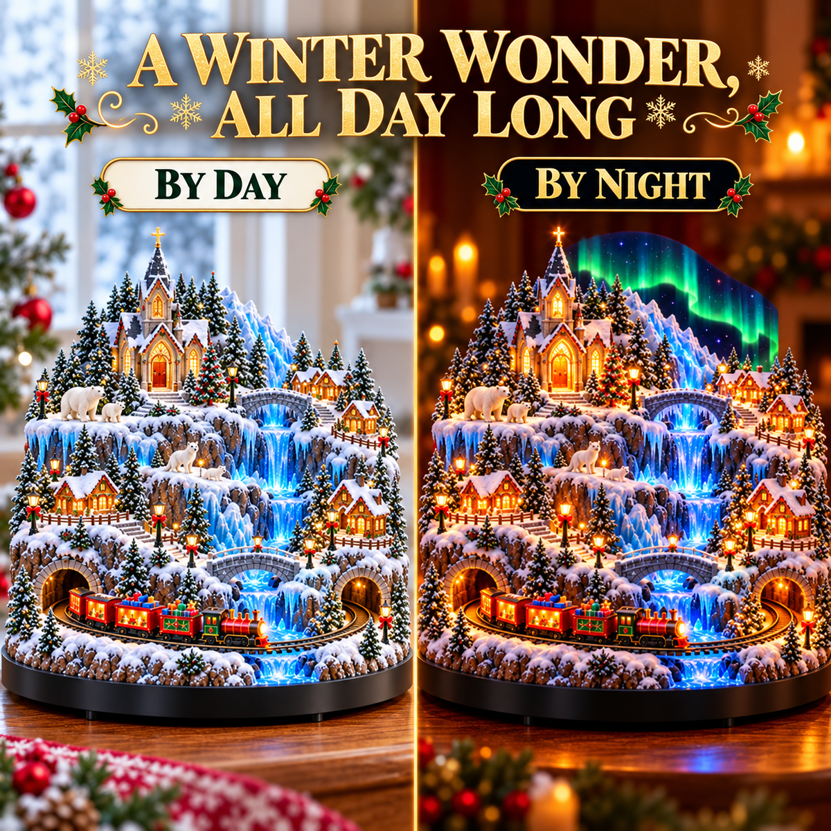 Aurora Christmas Village™ – Lighted Winter Village with Train & Waterfall