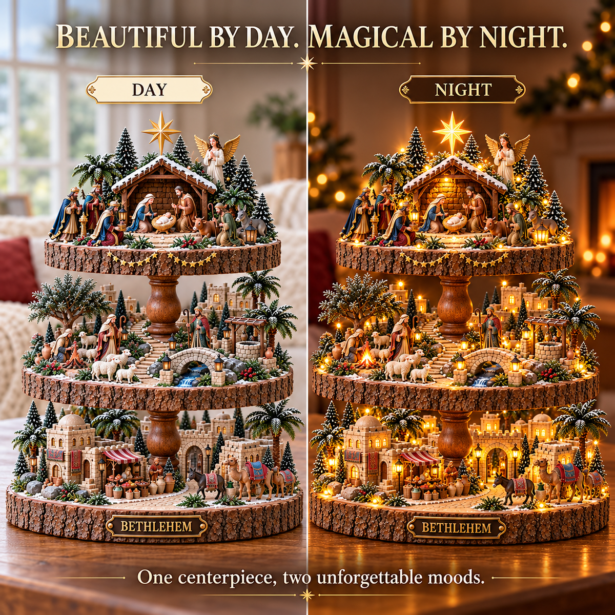 ✨ Bethlehem’s Holy Night – Lighted Nativity Village