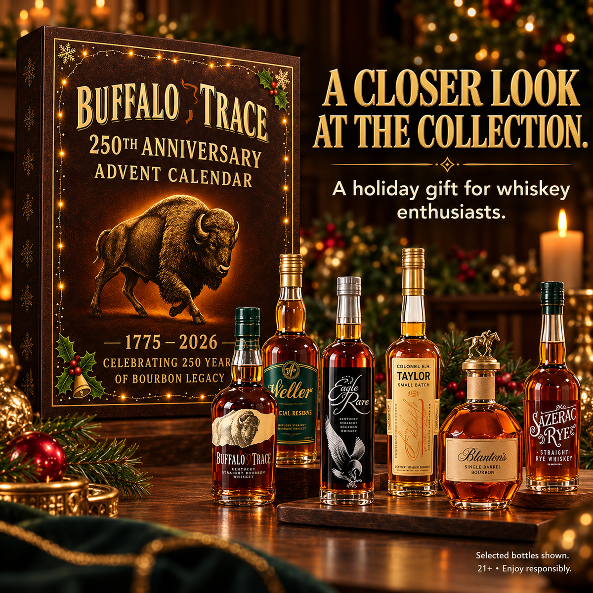 🎄 Whiskey-Themed Advent Calendar – Brown & Gold Holiday Presentation 🎁