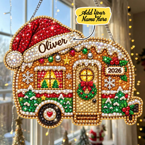 Personalized Gingerbread Camper Diamond Art Hanging Ornament Kit