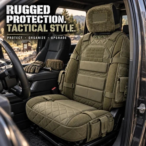 🚙 Durable Tactical Truck Seat Cover✨ Storage, Protection & All-Day Comfort