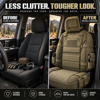 🚙 Durable Tactical Truck Seat Cover✨ Storage, Protection & All-Day Comfort
