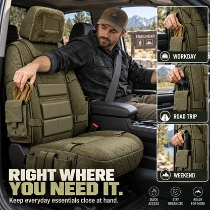 🚙 Durable Tactical Truck Seat Cover✨ Storage, Protection & All-Day Comfort