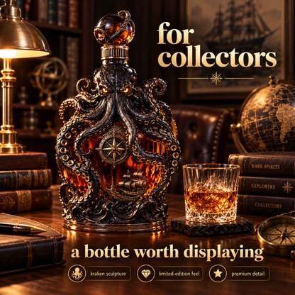 🔥LAST DAY 49% OFF -🐙kraken Voyage Octopus Whiskey Decanter | Gothic Nautical Bar Centerpiece
