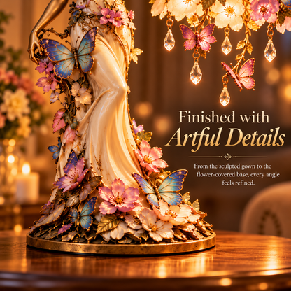 🦋 Butterfly Lady Accent Lamp – Elegant Floral Goddess Light with Crystal Drops🌸