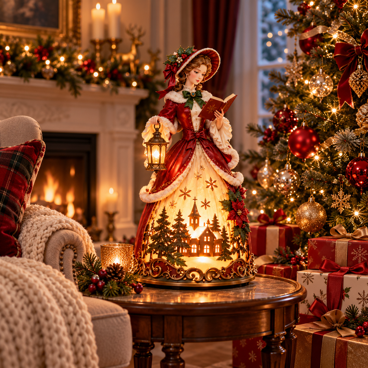 🎄 Victorian Christmas Caroler Lady Lamp™ – Lighted Holiday Tabletop Decor