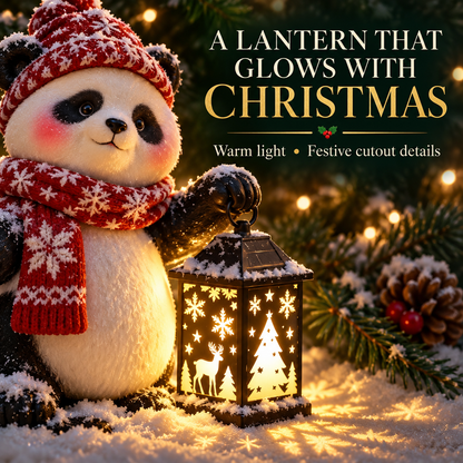 Merry Panda Lantern – Light-Up Christmas Panda Figurine