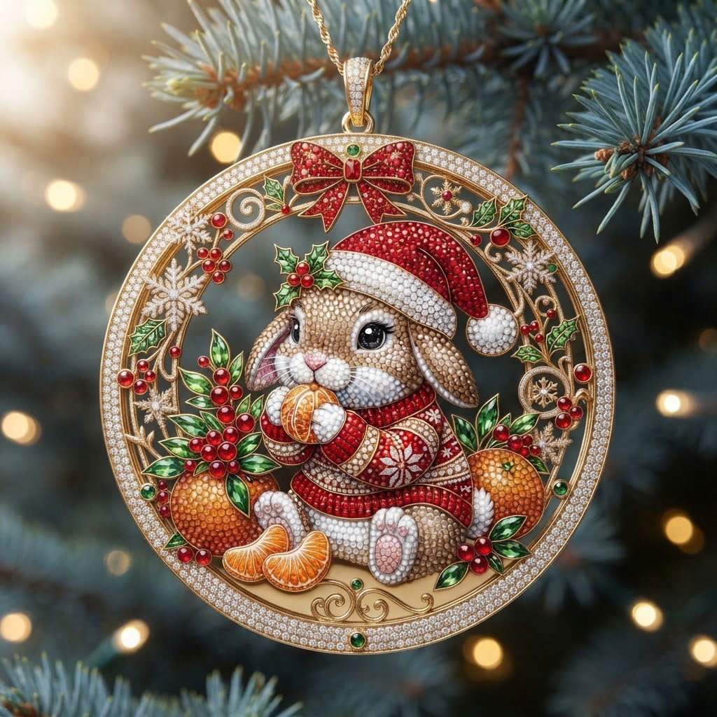Christmas Bunny Wreath WN2210003CL Christmas Ornament