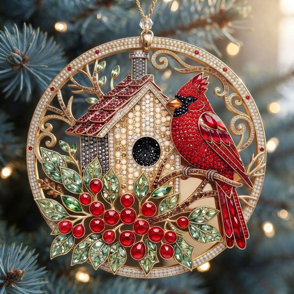 Christmas Cardinal Birdhouse WN2210004CL Christmas Ornament