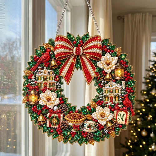 Magnolia Cardinal Wreath Diamond Art Hanging Ornament Kit