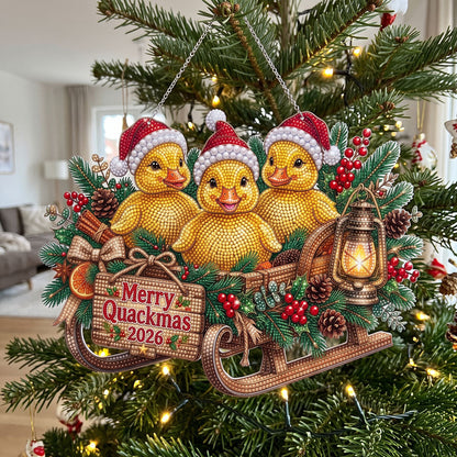 Merry Quackmas Ducks Diamond Art Ornament Kit – Sparkling DIY Christmas Window Decor