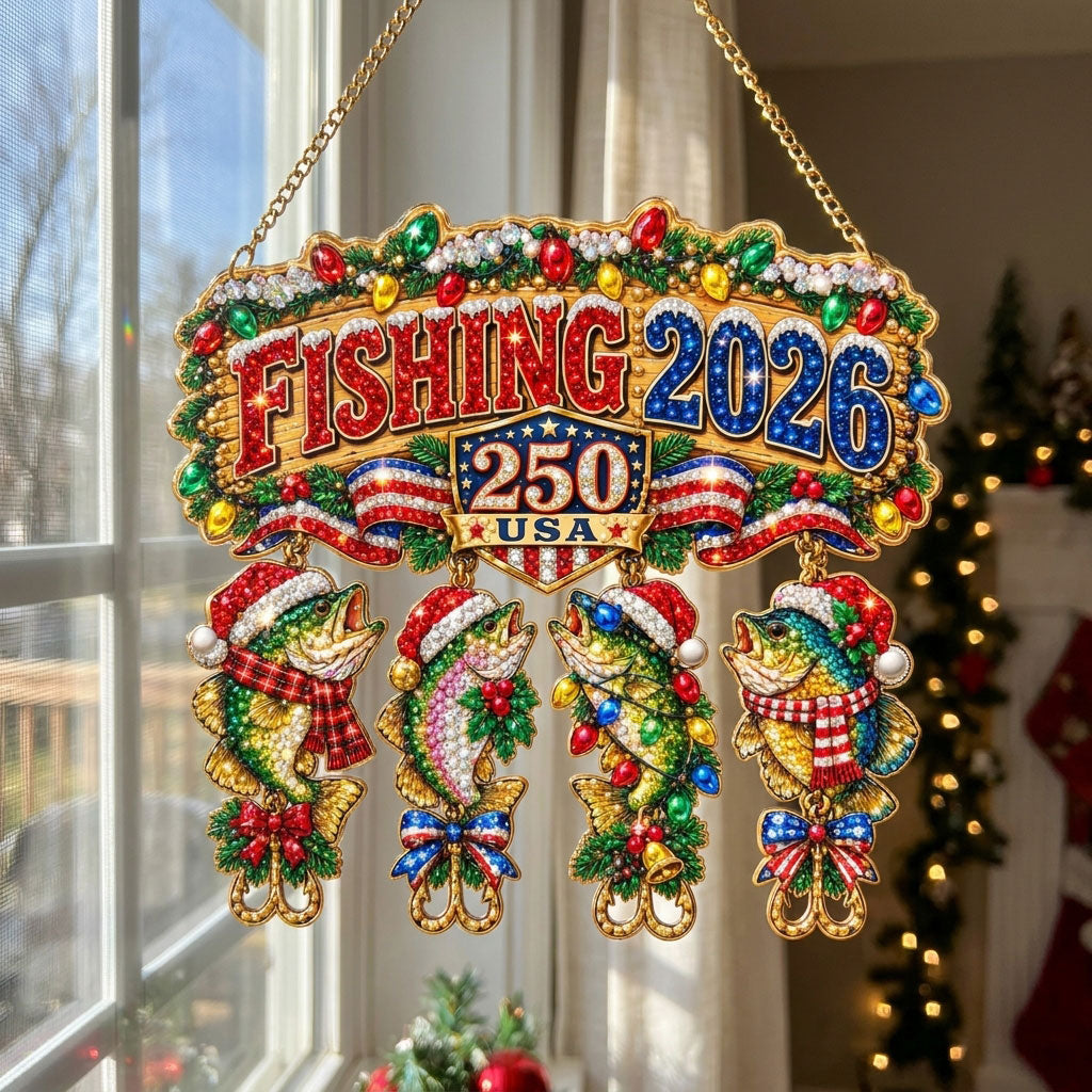 Fishing 2026 Christmas Diamond Art Hanging Ornament Kit