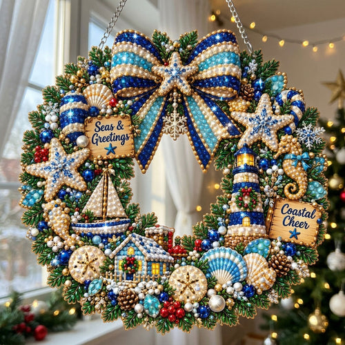 Coastal Christmas Wreath Diamond Art Hanging Ornament Kit