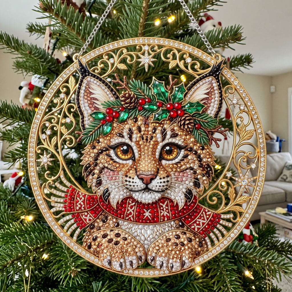 Christmas Lynx Diamond Art Ornament Kit – Sparkling DIY Festive Hanging Decor