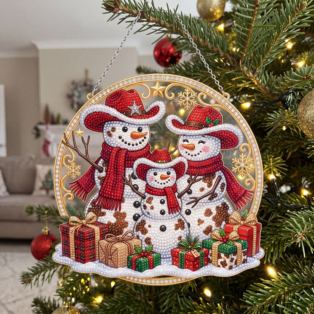 Christmas Snowman Family Diamond Art Hanging Ornament Kit