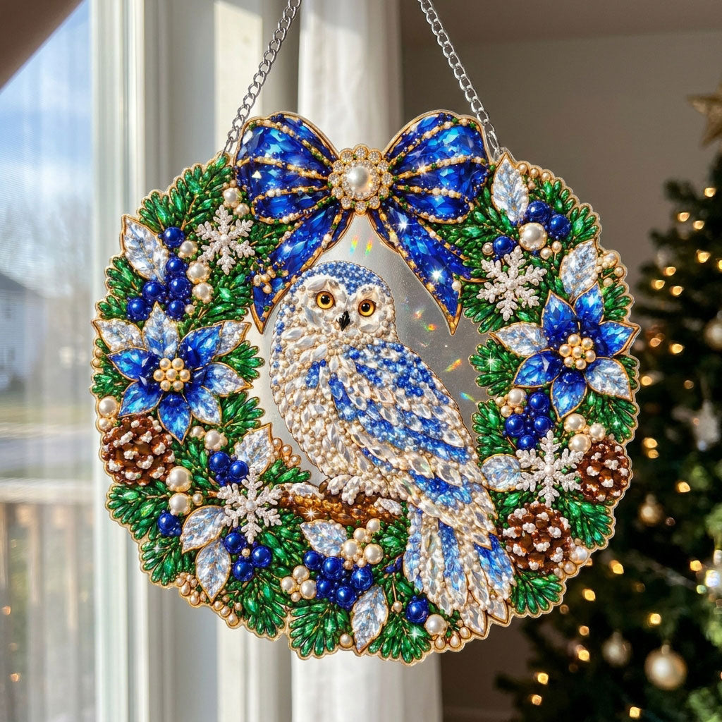 Winter Snowy Owl Diamond Art Hanging Ornament Kit
