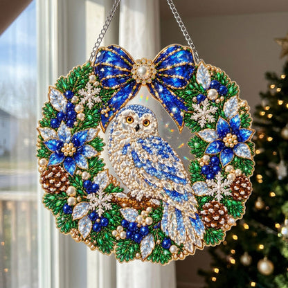 Winter Snowy Owl Diamond Art Hanging Ornament Kit