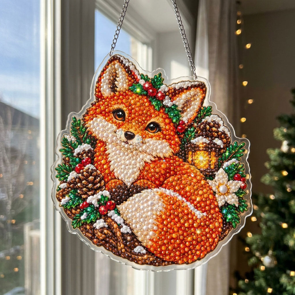 Woodland Fox Christmas Diamond Art Hanging Ornament Kit