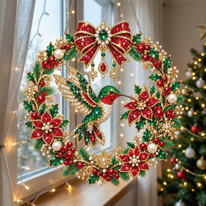 Christmas Hummingbird Wreath Diamond Art Hanging Ornament Kit