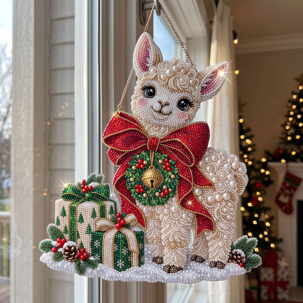 Christmas Gift Llama Diamond Art Ornament Kit – Sparkling DIY Winter Window Decor