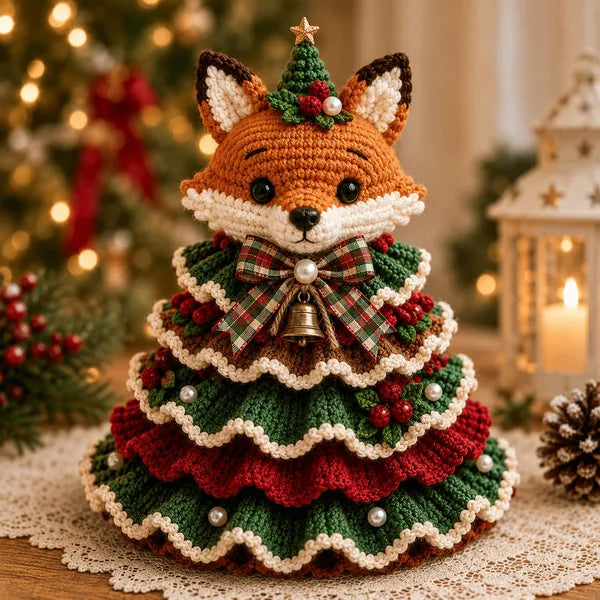 🎄Crochet Animal Christmas Tree DIY Kit – Stitch a Little Christmas Magic（Material kit (not finished product)