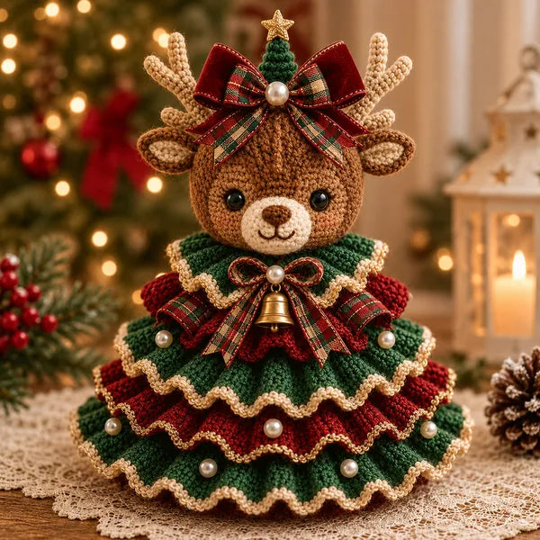 🎄Crochet Animal Christmas Tree DIY Kit – Stitch a Little Christmas Magic（Material kit (not finished product)