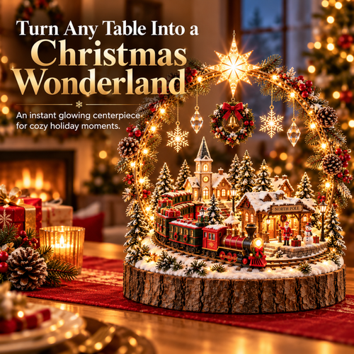 Christmas Wonderland Village Centerpiece – Lighted Holiday Table Decor